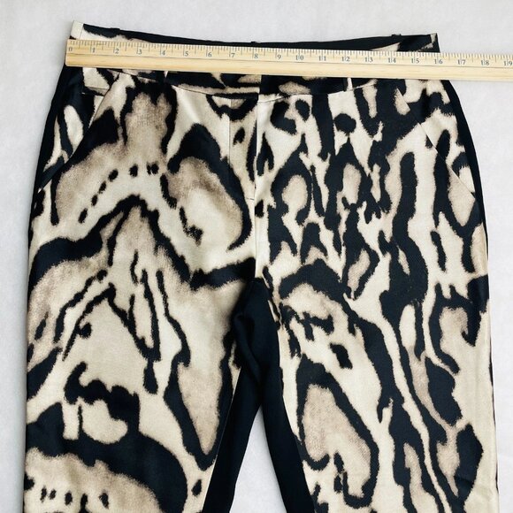 Diane Von Furstenberg Womens Black Animal Print Mary Mikado Pants Size 10 - Picture 7 of 11